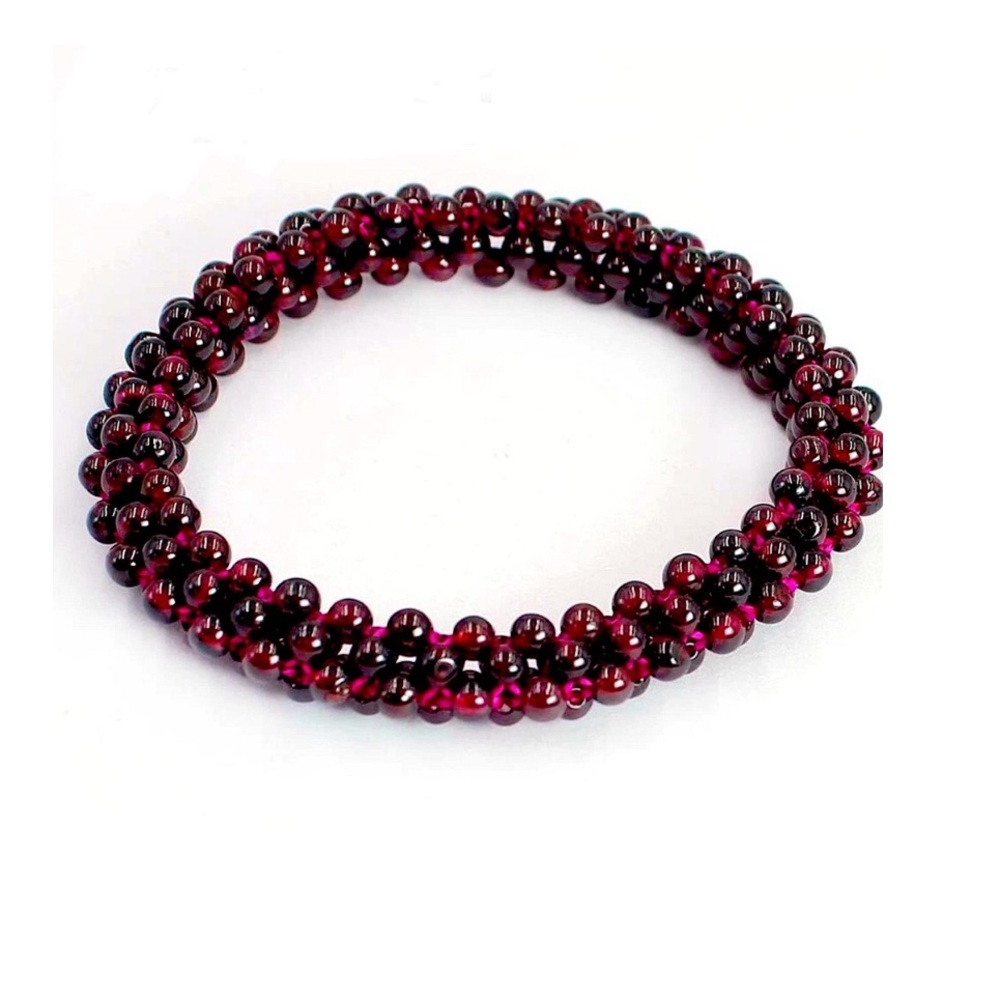 New Rare Caviar Rhodolite Garnet Stretch Beaded Bracelet